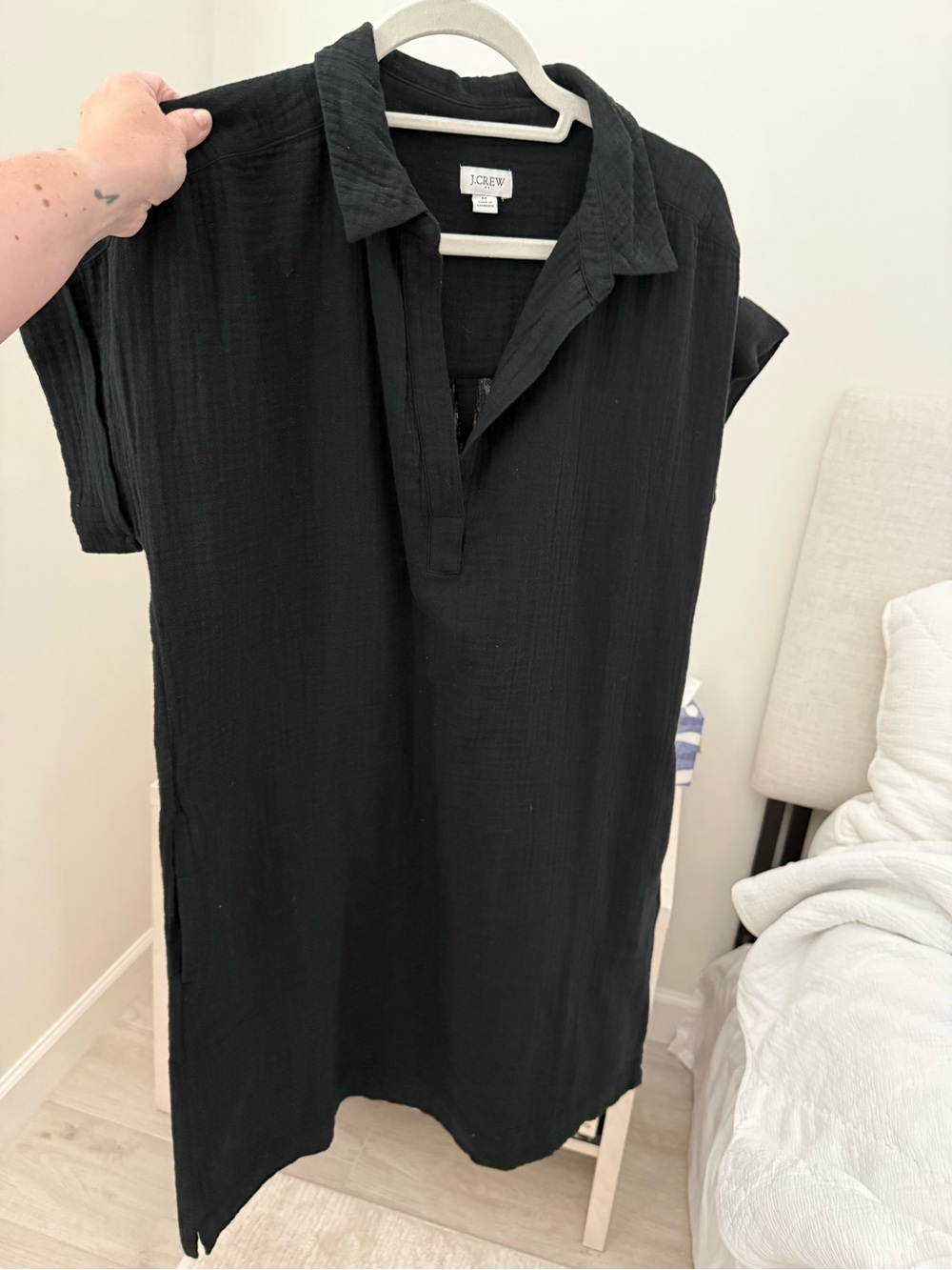 J. Crew Black Collared Pullover Shift Dress